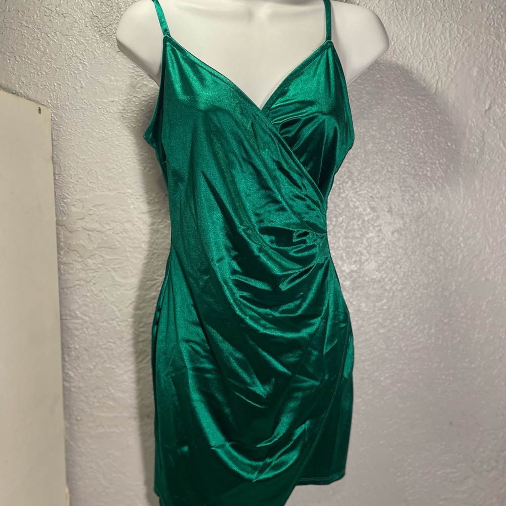Iris green Satin Dress